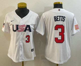 Women's USA Baseball #3 Mookie Betts Number 2023 White World Classic Replica Stitched Jerseys,We sell and wholesale Women's USA Baseball #3 Mookie Betts Number 2023 White World Classic Replica Stitched Jerseys on line form chian!